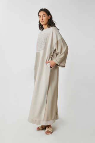 Garnili Sweat Elbise Taş - 9