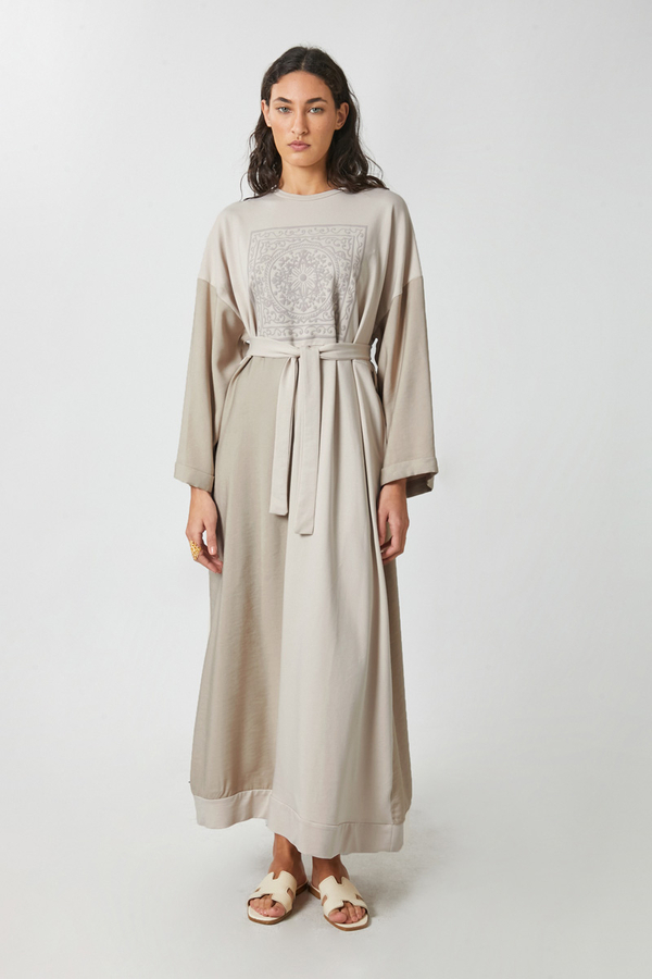 Garnili Sweat Elbise Taş - 2