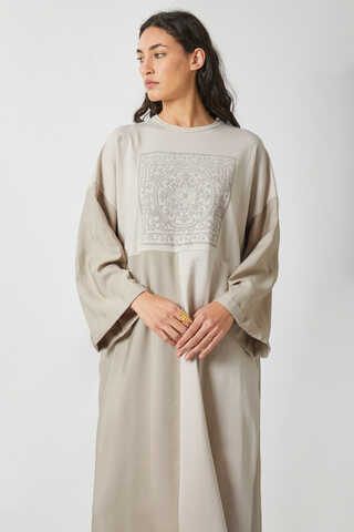 Garnili Sweat Elbise Taş - 7