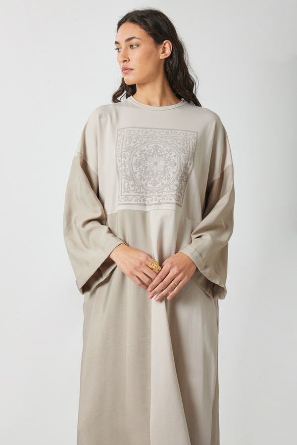 Garnili Sweat Elbise Taş - 7