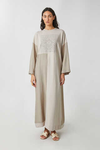 Garnili Sweat Elbise Taş - 6