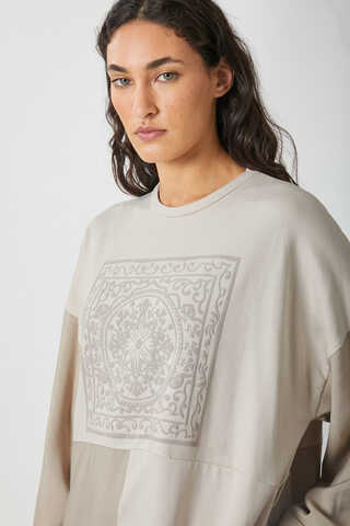 Garnili Sweat Elbise Taş - 3