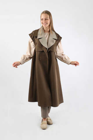 Garnili Yelek Trençkot Kahverengi - 3
