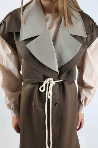 Garnili Yelek Trençkot Kahverengi - 4