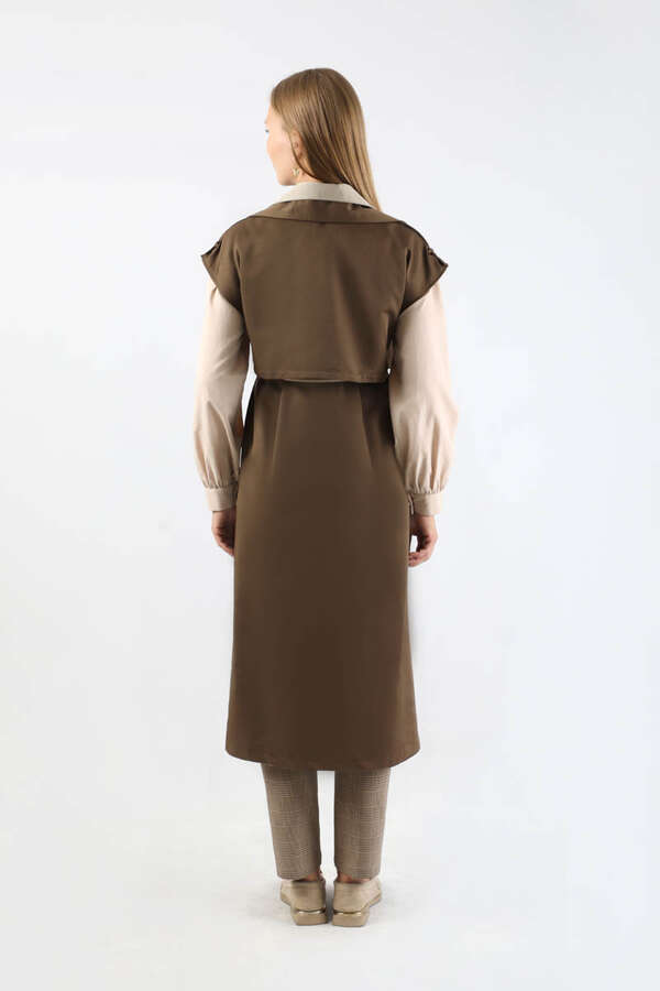 Garnili Yelek Trençkot Kahverengi - 6