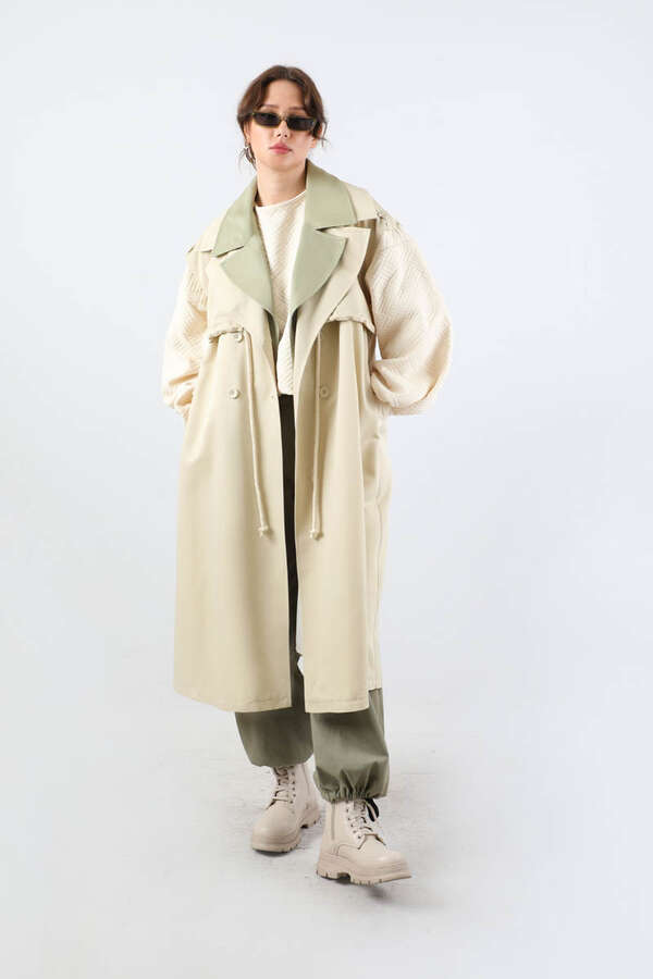 Garnili Yelek Trençkot Taş - 1