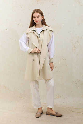 Garnish Midi Size Trench Coat Ecru - 1