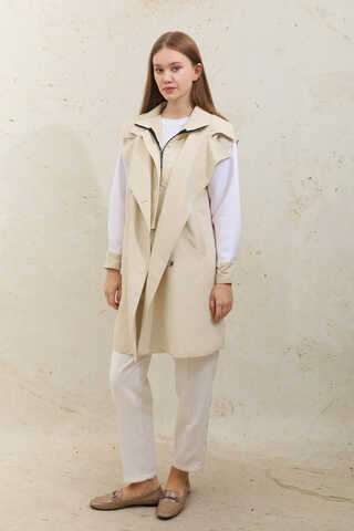 Garnish Midi Size Trench Coat Ecru - 2