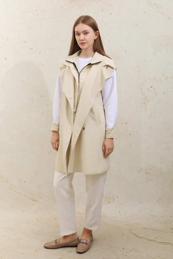 Garnish Midi Size Trench Coat Ecru - 2