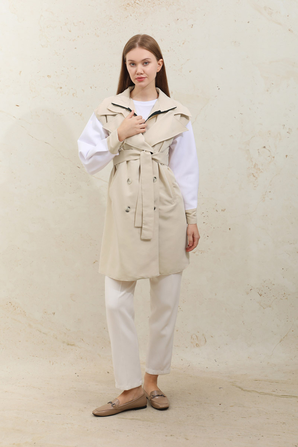Garnish Midi Size Trench Coat Ecru - 4