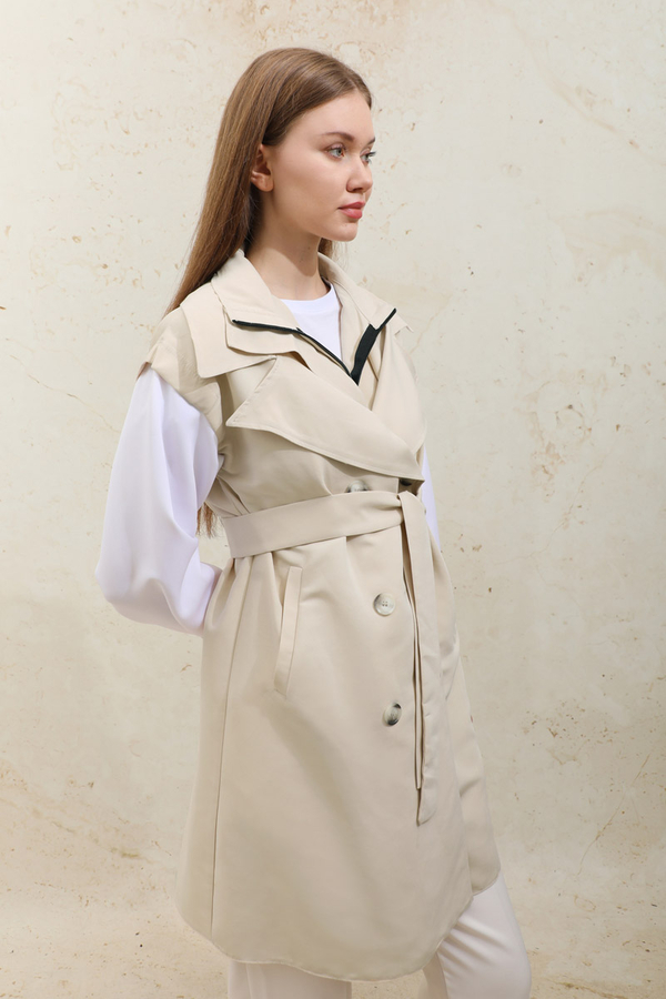 Garnish Midi Size Trench Coat Ecru - 7