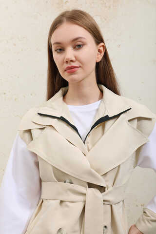 Garnish Midi Size Trench Coat Ecru - 9