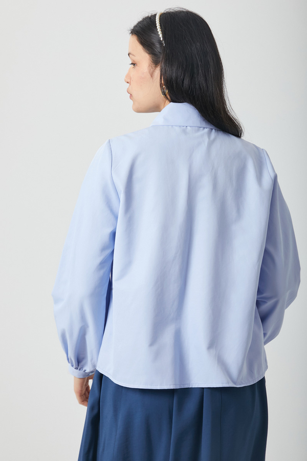 Manşeti Büzgülü Poplin Gömlek Bebe Mavisi - 10