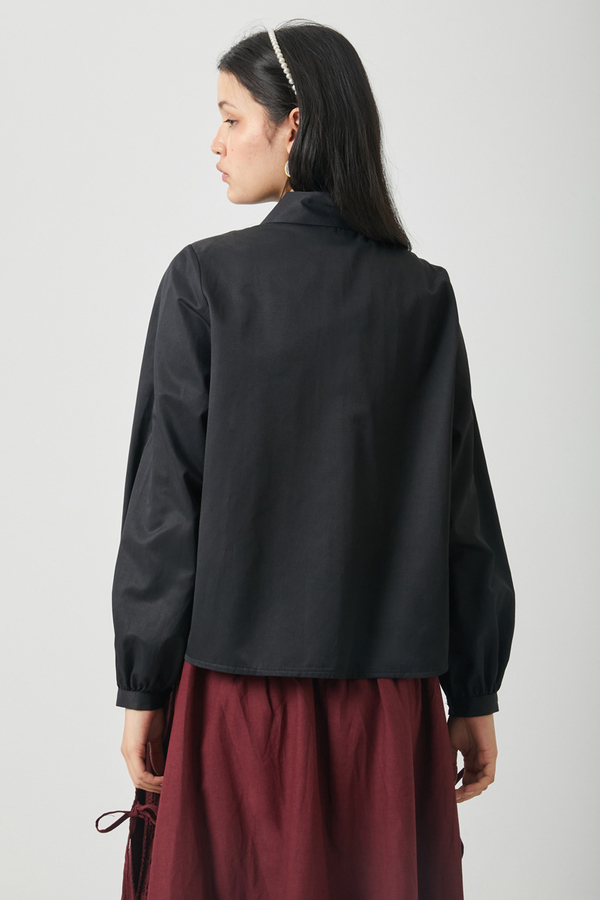 Gathered Cuff Poplin Shirt Black - 15