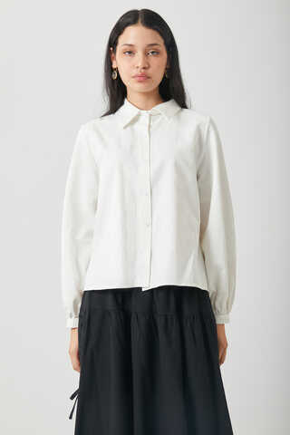 Gathered Cuff Poplin Shirt White - 9