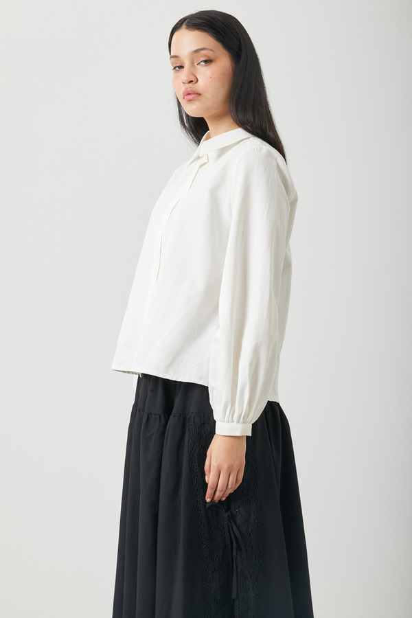Gathered Cuff Poplin Shirt White - 11