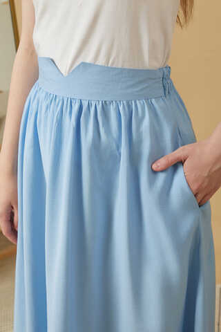 Gathered Modal Skirt Baby Blue - 2