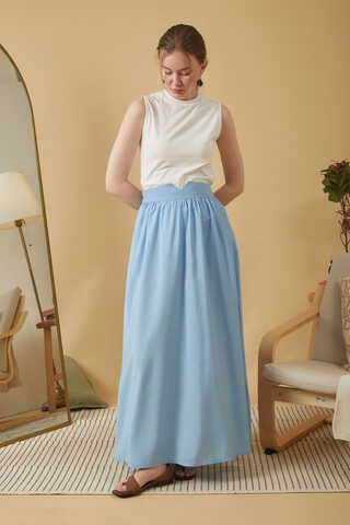 Gathered Modal Skirt Baby Blue - 4