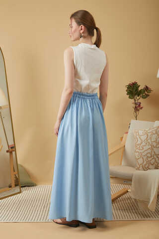 Gathered Modal Skirt Baby Blue - 7