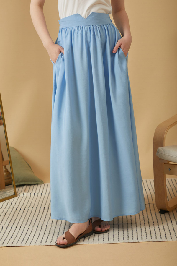 Gathered Modal Skirt Baby Blue - 1