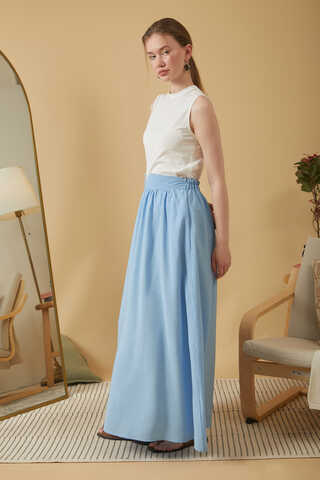 Gathered Modal Skirt Baby Blue - 5