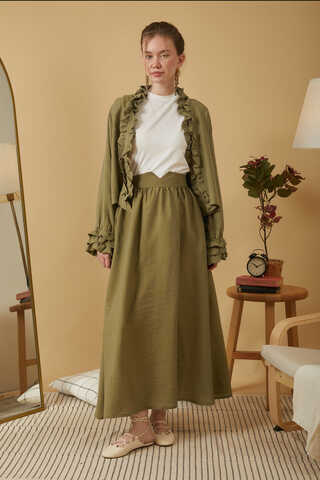 Gathered Modal Skirt Khaki - 1