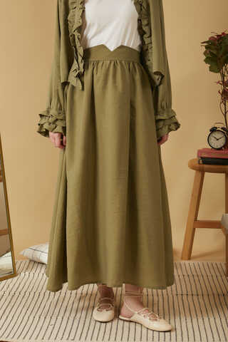 Gathered Modal Skirt Khaki - 3