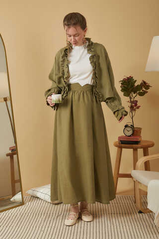 Gathered Modal Skirt Khaki - 6