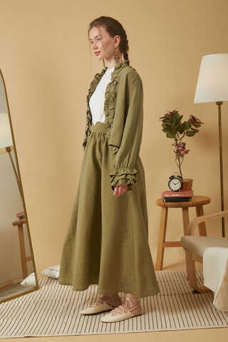 Gathered Modal Skirt Khaki - 7