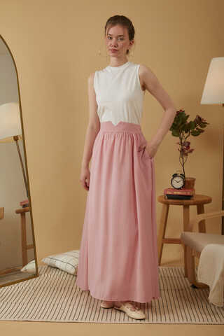 Gathered Modal Skirt Pink - 2