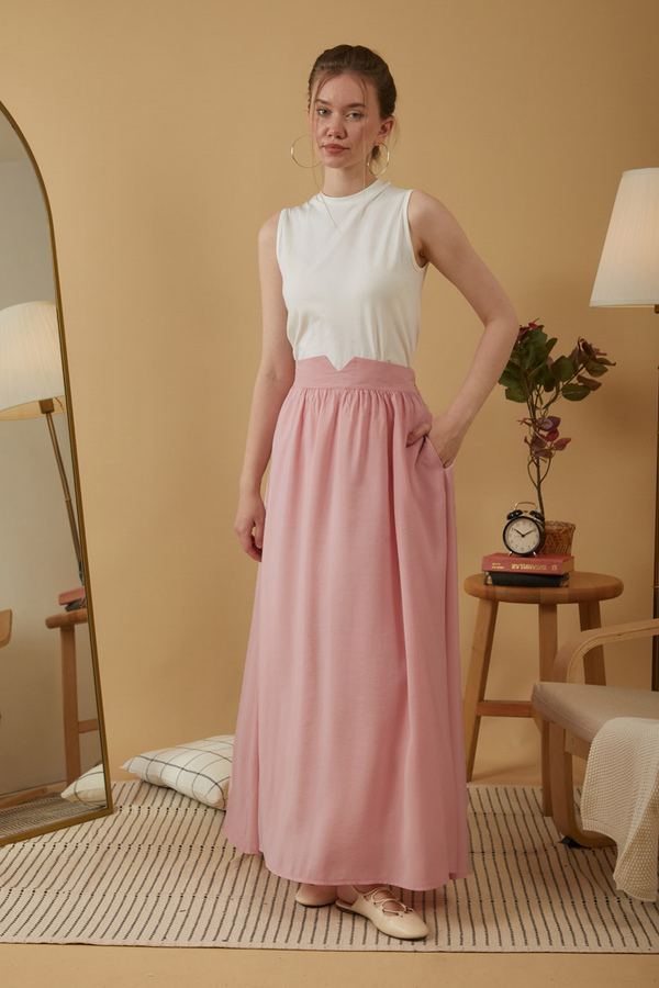 Gathered Modal Skirt Pink - 2