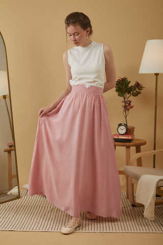 Gathered Modal Skirt Pink - 4