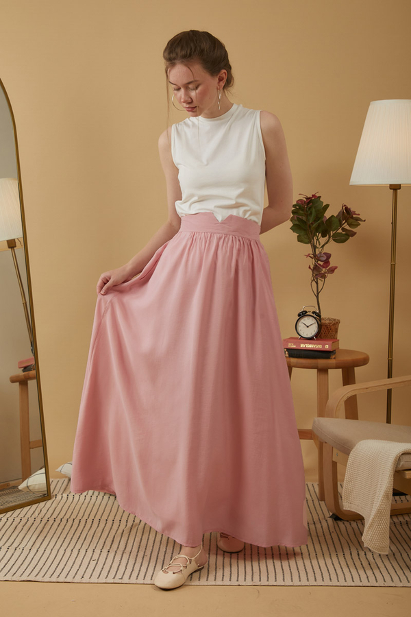 Gathered Modal Skirt Pink - 4