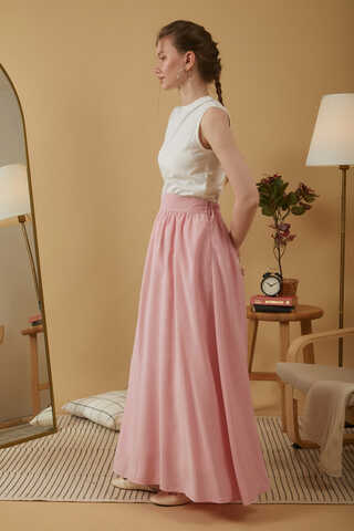Gathered Modal Skirt Pink - 5