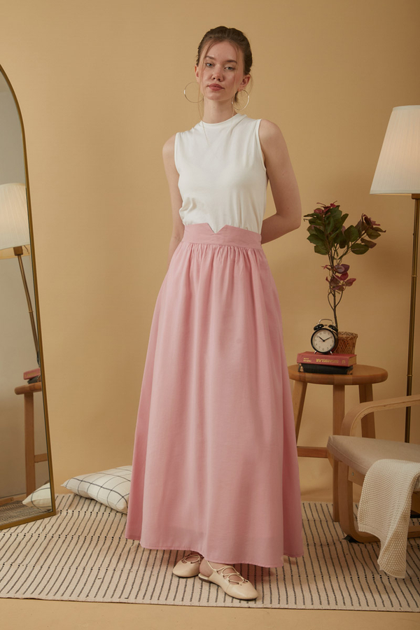 Gathered Modal Skirt Pink - 3