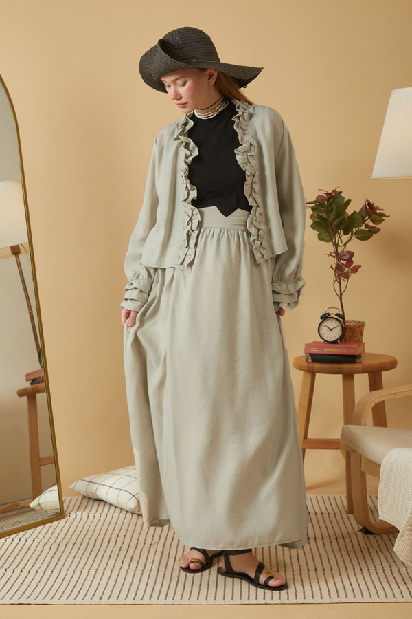 Gathered Modal Skirt Stone - 2