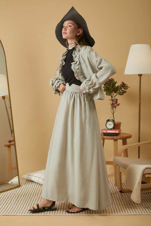 Gathered Modal Skirt Stone - 1