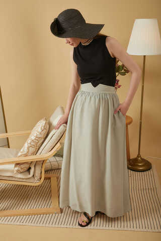 Gathered Modal Skirt Stone - 5