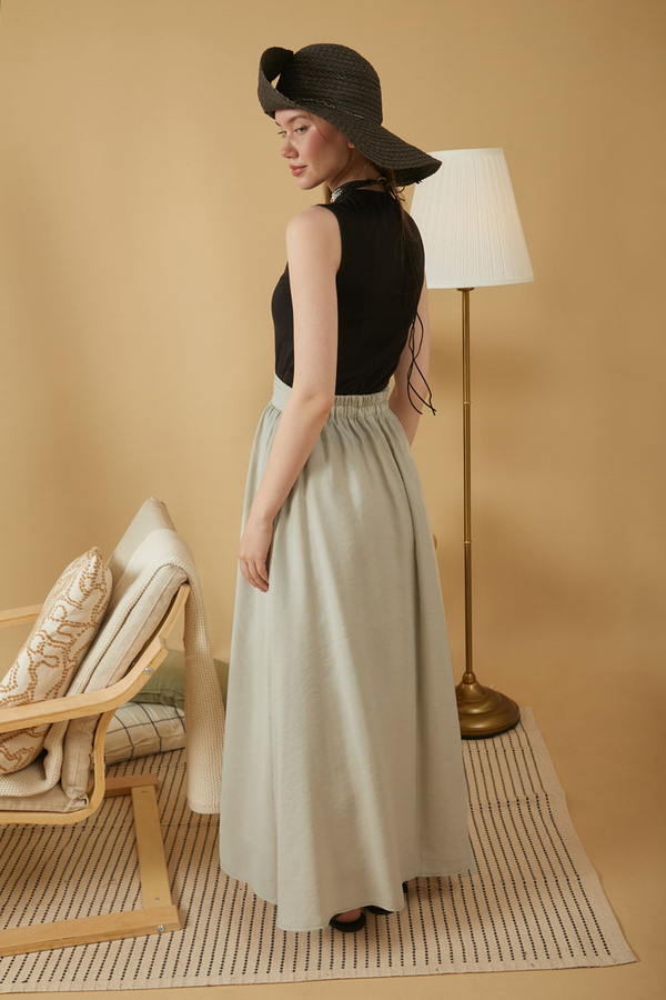 Gathered Modal Skirt Stone - 7