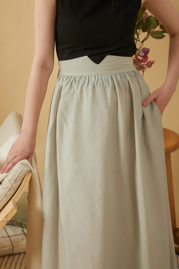 Gathered Modal Skirt Stone - 6