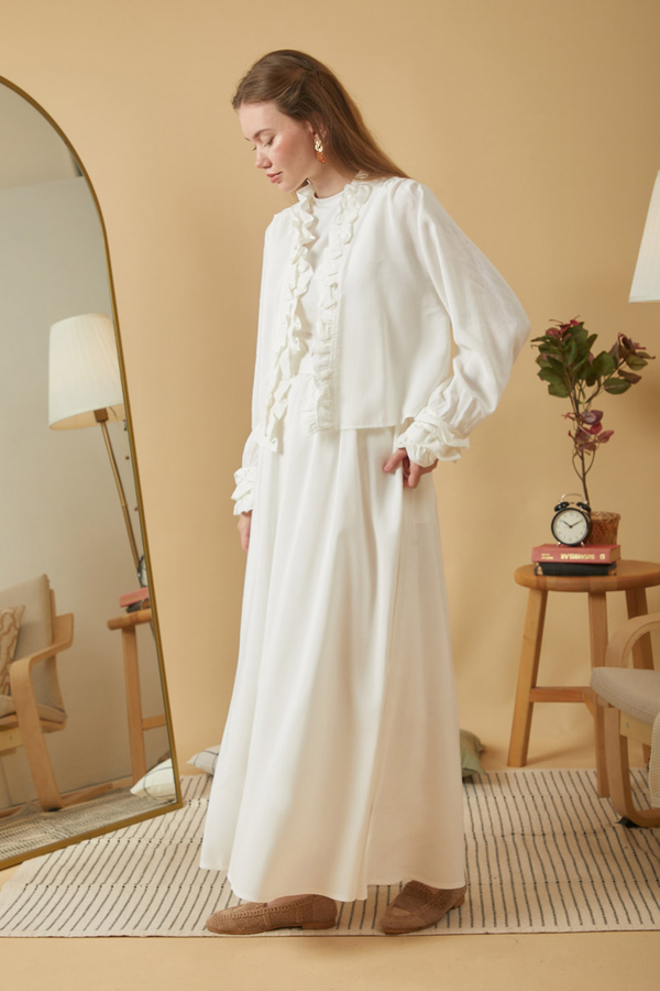 Gathered Modal Skirt White - 4