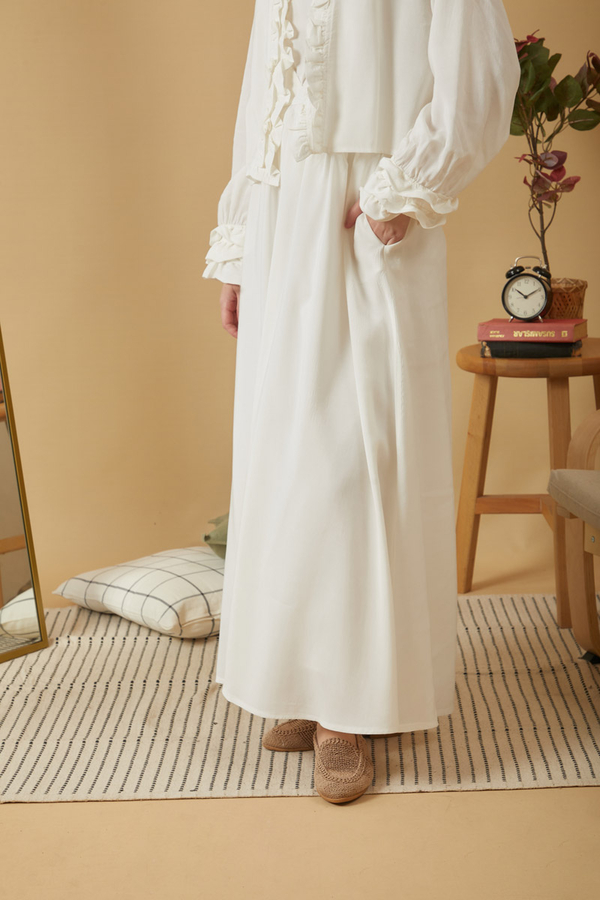 Gathered Modal Skirt White - 5