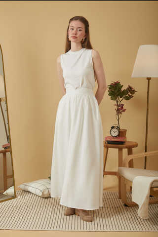 Gathered Modal Skirt White - 8
