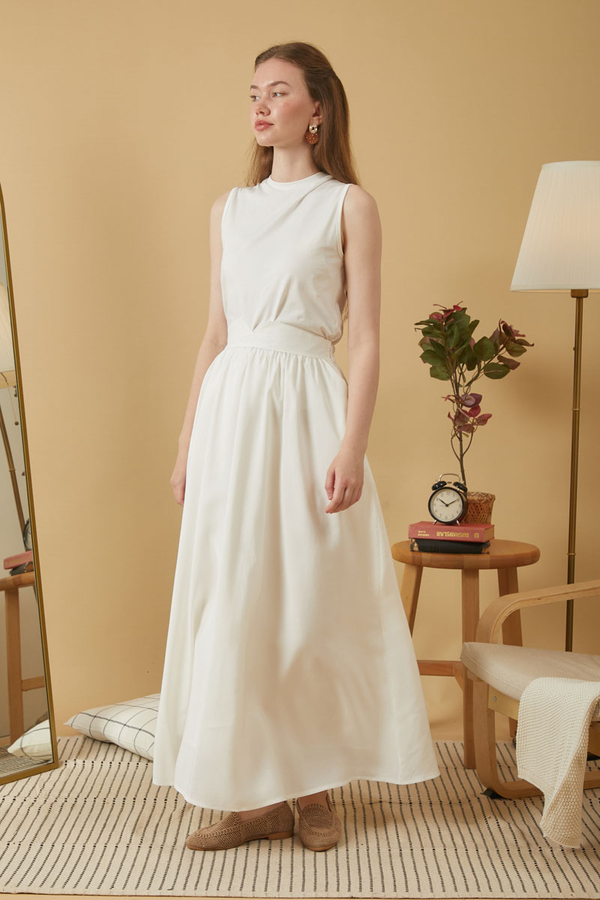Gathered Modal Skirt White - 10