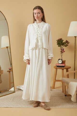 Gathered Modal Skirt White - 3