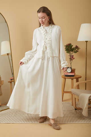 Gathered Modal Skirt White - 1