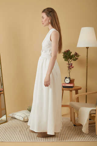 Gathered Modal Skirt White - 11