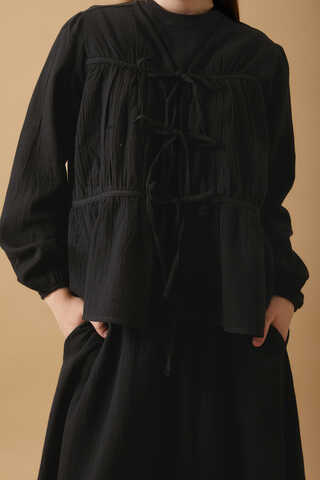 Gathered Muslin Skirt Set Black - 3