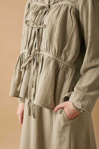 Gathered Muslin Skirt Set Khaki - 4