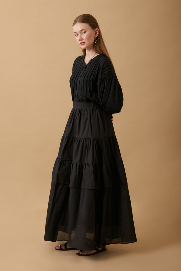 Gathered Panel Detail Skirt Black - 5